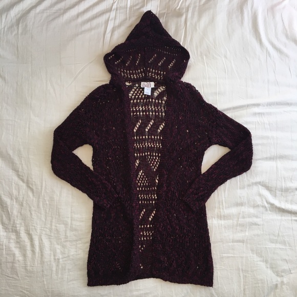 SO Maroon/Black Knit Cardigan - Picture 3 of 6